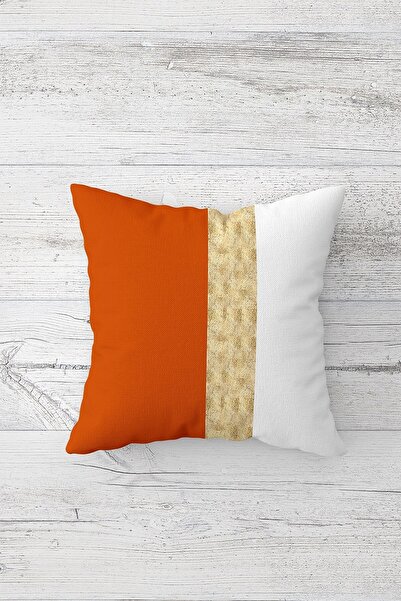 Pelangi غطاء وسادة مقعد برتقالي أبيض - مطبوع على الوجهين بسحاب مخفي