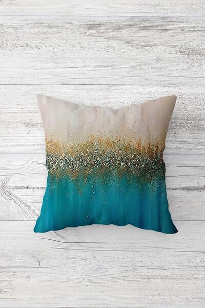 Pelangi غطاء وسادة بسحاب مخفي مطبوع على الوجهين منقوش باللون الذهبي اللامع