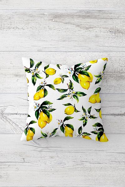 Pelangi Lemon And Leaves Double Sided Printed Hidden Zippered Pillowcase Throw Pillow Seat Pillowcase