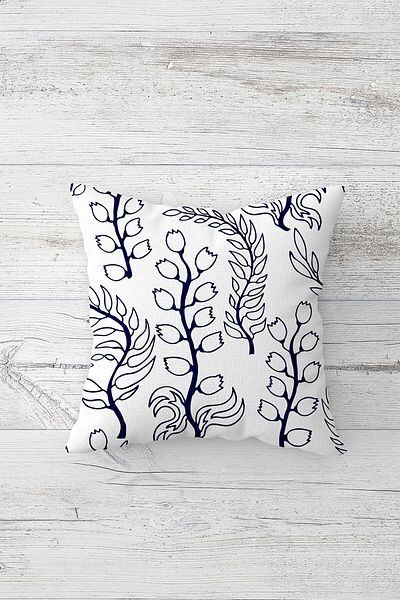 Pelangi White Background Floral Leaf Pattern Double Side Print Hidden Zipper Throw Pillow Seat Cushion Cover