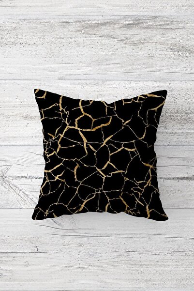 Pelangi غطاء وسادة مقعد من الرخام مخطط باللون الذهبي مطبوع على الوجهين وسحاب ...