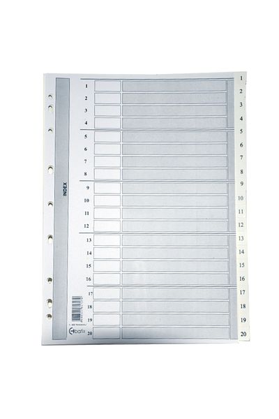 Bafix A4 Cardboard - Number 1-20 Separator