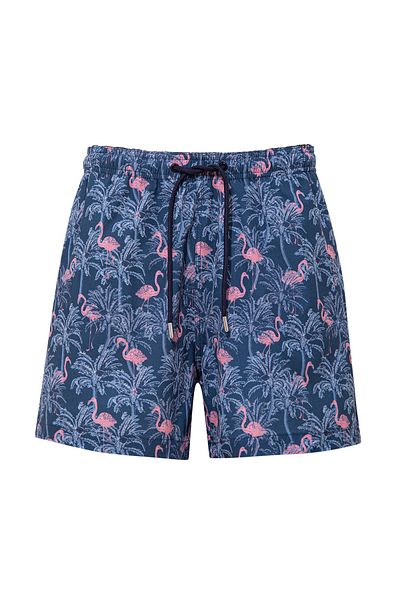 Mavi Marineblaue Badeanzugshorts mit Flamingo-Print 0910257-81774