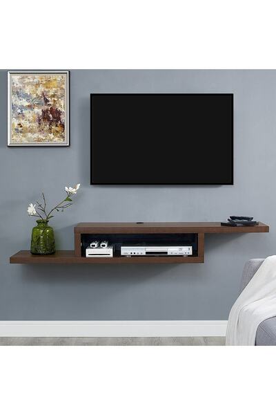 Ceviz 180 Cm Tv Ünitesi Tv Sehpası Duvar Rafı