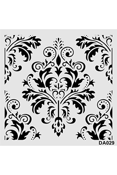 STENCİLTASARIM Stencil Tasarım Da029 Damask- Dekoratif Duvar, Fayans Ve Eşya Boyama Şablonları 25x25 Cm