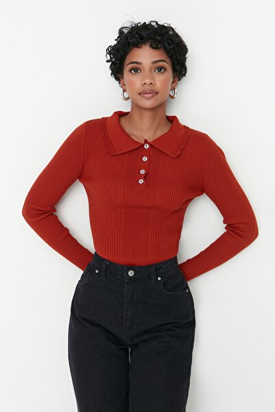 Trendyol Collection Tile Polo Collar Knitwear Sweater