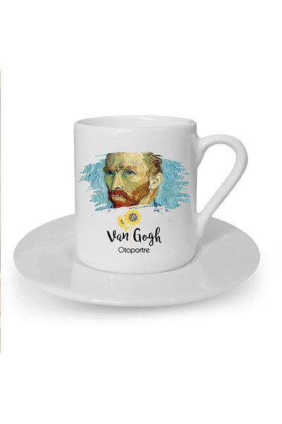 Kumbara Hediyelik Van Gogh Printed White Turkish Coffee Cup