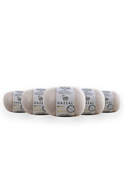 Gazzal سوبر كيد موهير 25 جرام 5 عبوات 78% صوف - 22% باسكال خليط طبيعي للحياكة...