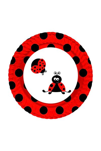 Parti dolabı Ladybug Themed Cardboard Plates 8 Pieces 23cm