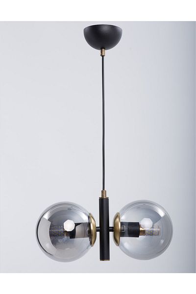 MŞ Aydınlatma Monera Black Tumbled Finish Smoked Glass Chandelier
