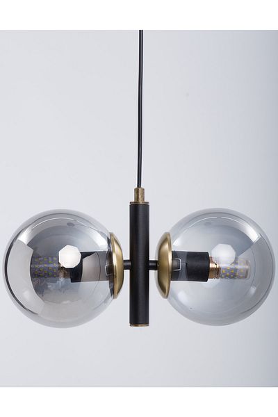 MŞ Aydınlatma Monera Black Tumbled Finish Smoked Glass Chandelier