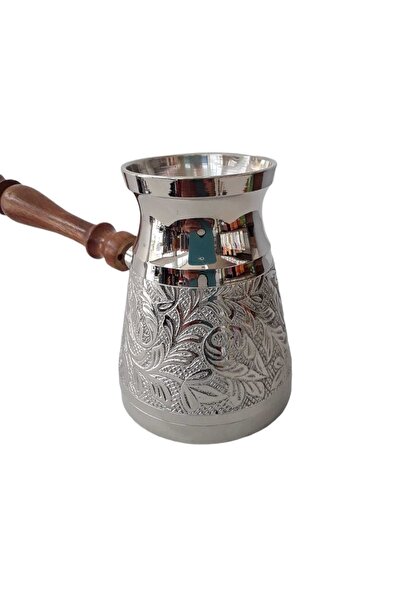 kapadokyahediyelik 4.75" Jumbo Brass Coffee Pot - Long Size Wooden Handle