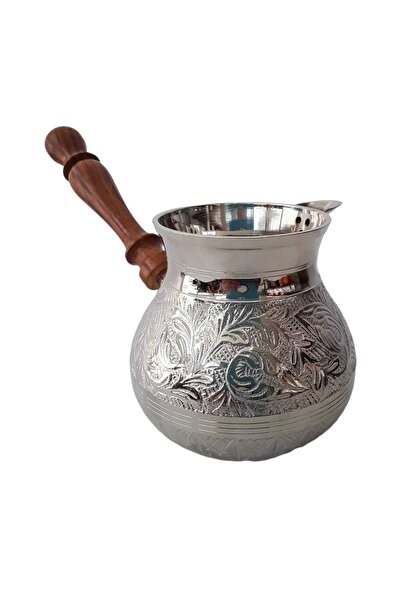 kapadokyahediyelik 5" Jumbo Size Brass Coffee Pot with Wooden Handle