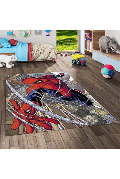 DECOSER HALI Yıkanabilir Spiderman Desenli Kaymaz Taban Salon Mutfak Çocuk Halısı Kids3006