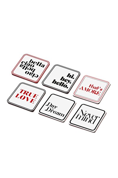 The Mia Written Cork Base 6-Piece Coasters Brk091