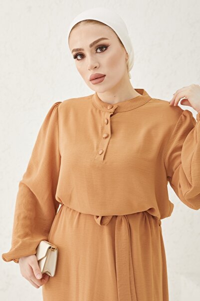 InStyle Meyra Buttoned Ayrobin Hijab Dress - Tile