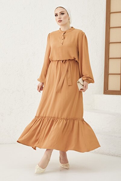 InStyle Meyra Buttoned Ayrobin Hijab Dress - Tile