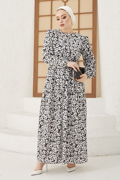 InStyle Leniva Floral Belted Dress - Black
