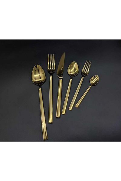 Wessenburg Berlin 36 Piece Titanium Gold Fork Spoon Knife Set