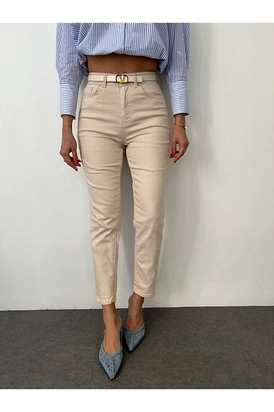 MAKRAS EXCLUSIVE Penolope Women - Κρεμ τζιν με κανονική εφαρμογή Mom-fit