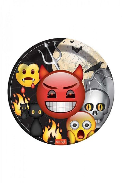 Roll-Up 8 Pack Emoji Horror Cardboard Plate Roll up