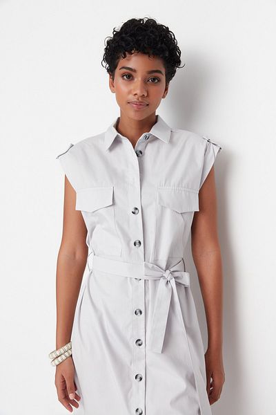 Trendyol Collection Ekrü öves Midi szőtt ingruha TWOAW23EL00339