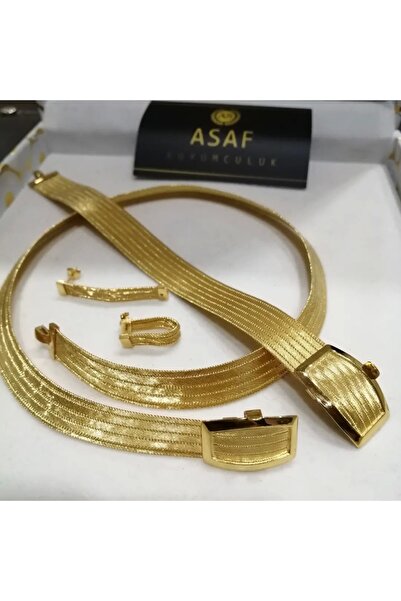 asaf kuyumculuk Trabzon Hasırı Gümüş Altın Kaplama Klasik Toka 7 Sıra Bilekli...