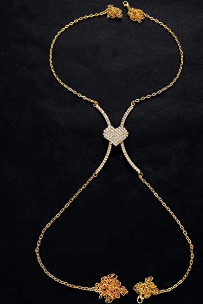 VS ACCESSORY Party Style Kalp Taşlı Göğüs Takısı Kolye