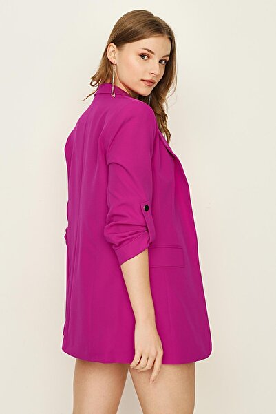 Select Moda Jachetă blazer cu mâneci fucsia pentru femei