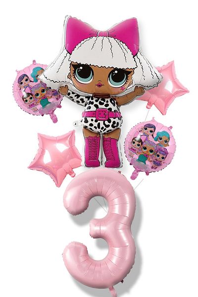PARTİAVM Licensed Diva Lol Baby Pink Number Balloon Set Lol Surprise Pink Number Balloon