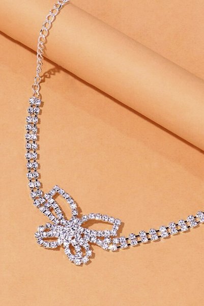 VS ACCESSORY سلسلة ساق على شكل فراشة مرصعة بالأحجار على طراز الحفلات