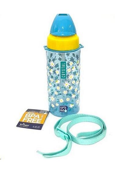 Gıpta Crystal Tritan Patterned (blue-yellow) Water Bottle 500 Cc