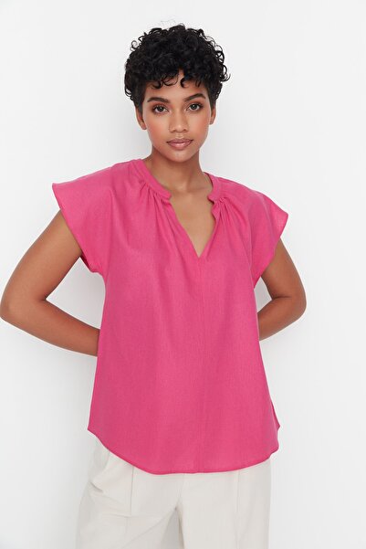 Trendyol Collection Fukszia ujjatlan szőtt blúz TWOSS22BZ00134