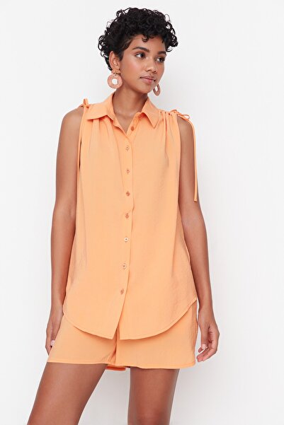 Trendyol Collection Orange Sleeveless Woven Shirt TWOSS22GO00104