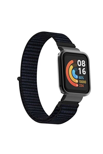 UnDePlus Mi Watch Lite Kordon Kasalı Hasır Kordon Siyah-beyaz -noktalı-no7 NO7