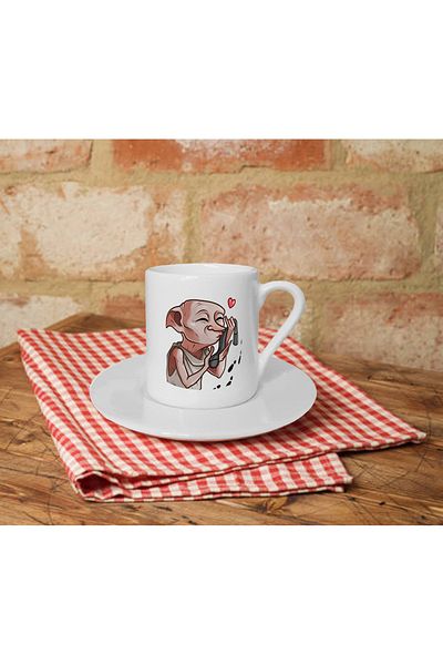 Kumbara Hediyelik Dobby Love Socks Printed White Turkish Coffee Cup