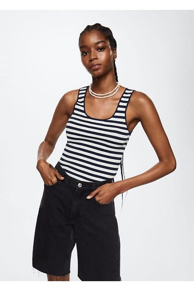 MANGO Woman Top tricotaj cu dungi