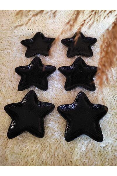 E.M.S AVM Black Coffee Side Presentation Bowl Turkish Delight Bowl, Snack Bowl Large Size 14 X 14 cm 6 Pieces Starfish