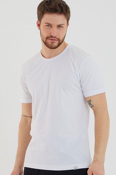 AMAZING CRASH Tricou de bază pentru bărbați, de culoare uni, din 3 piese, cu decolteu și slim fit