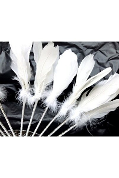 Dolunay STORE قلم حبر جاف لحفلات الزفاف من الريش مقاس 4×34 سم