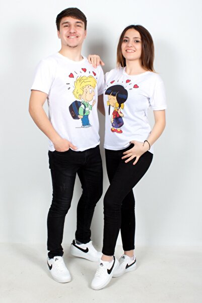 Doruk Butik Cedric Ve Chen Baskılı Tişört Sevgili Kombini