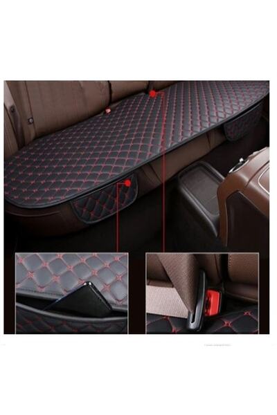 Tegin Mat Designer Of Cars Fiat Tofaş Şahin - Back Seat Cushion Black Leather, Red Stitched Cover