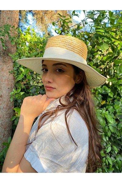laviyonsa Gondola Model Straw Hat with Adjusting Thread and Sweatband