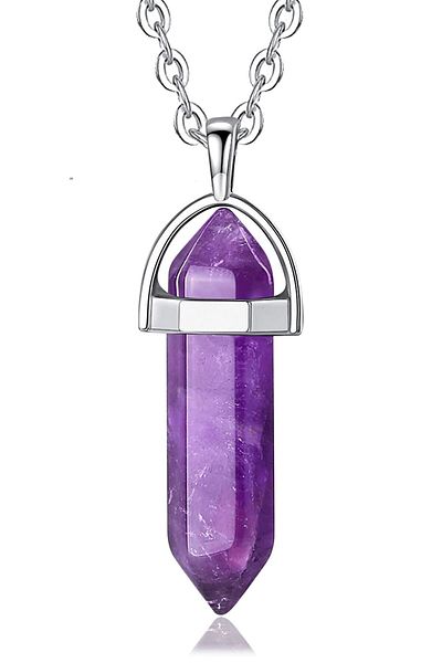 Tesbih Atölyesi Certified Nail Model High Quality Purple Amethyst Stone Necklace
