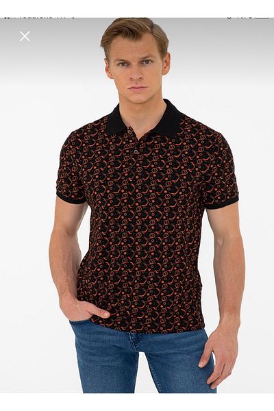 Pierre Cardin 1314004 Μαύρο T-Shirt με γιακά
