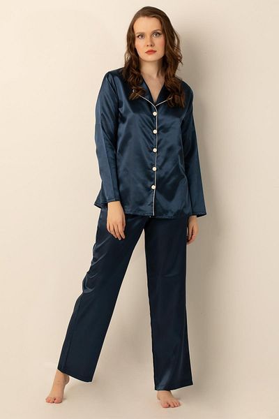 Doremi Long Sleeve Satin Pajama Set.