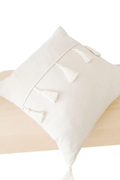 RİTMOHOME Κάλυμμα μαξιλαριού ριχτάρι Bohemian Scandinavian Cream με φούντες