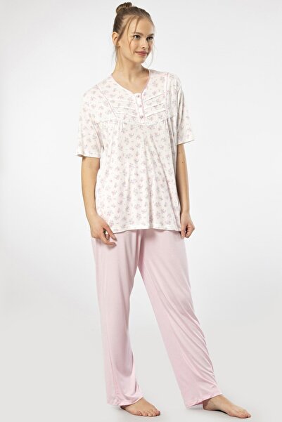 TÜREN Battal Size Short Sleeve Materni Pajama Set