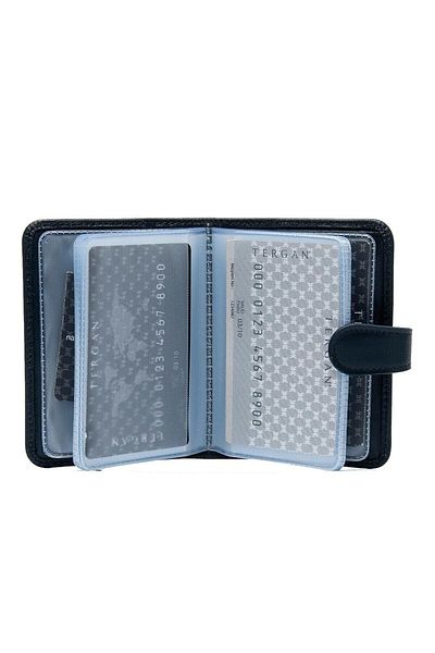 Tergan Navy Blue Leather Unisex Card Holder 01210h86