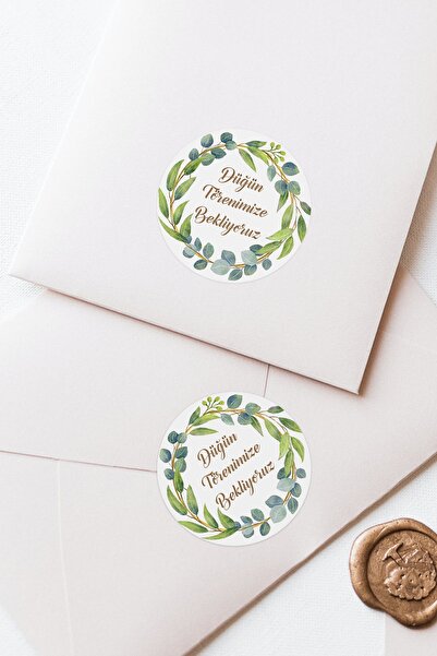 Özer Store Flori verzi În așteptarea noastră pentru ceremonia de nuntă Scris Invitație Plic Etichetă Autocolant